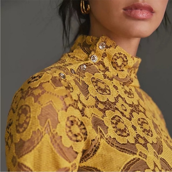 Anthropologie Maeve Lace Mock Neck Top size 1X - Picture 2 of 9